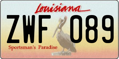 LA license plate ZWF089