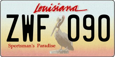 LA license plate ZWF090