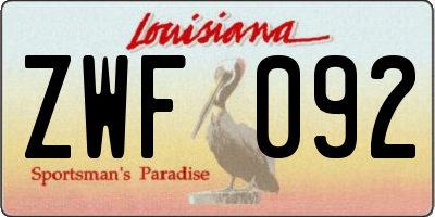 LA license plate ZWF092