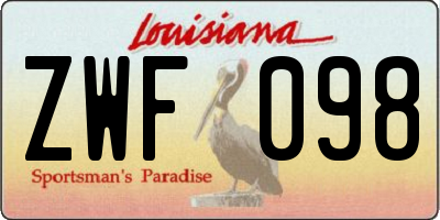 LA license plate ZWF098