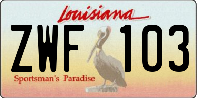 LA license plate ZWF103