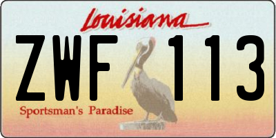 LA license plate ZWF113