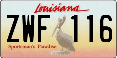 LA license plate ZWF116