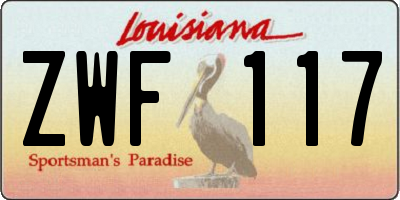 LA license plate ZWF117