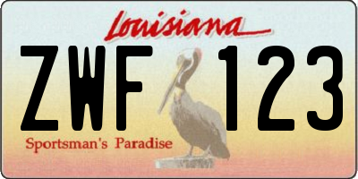 LA license plate ZWF123