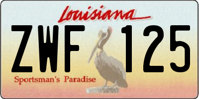 LA license plate ZWF125