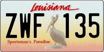 LA license plate ZWF135