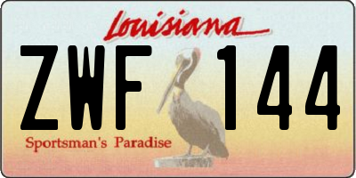 LA license plate ZWF144