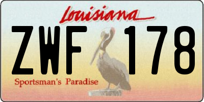 LA license plate ZWF178