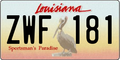 LA license plate ZWF181