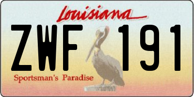 LA license plate ZWF191