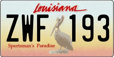 LA license plate ZWF193