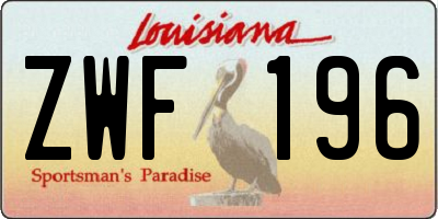 LA license plate ZWF196