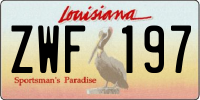 LA license plate ZWF197