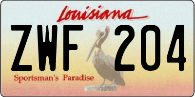 LA license plate ZWF204