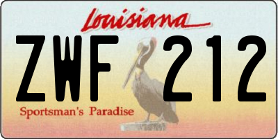 LA license plate ZWF212