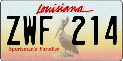 LA license plate ZWF214