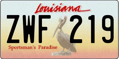 LA license plate ZWF219