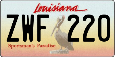 LA license plate ZWF220