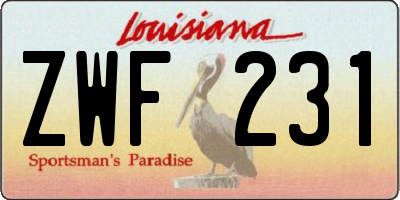 LA license plate ZWF231