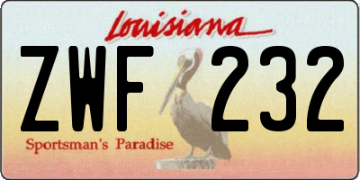 LA license plate ZWF232