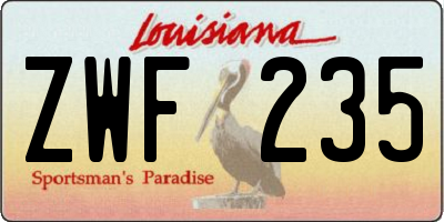 LA license plate ZWF235
