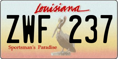 LA license plate ZWF237