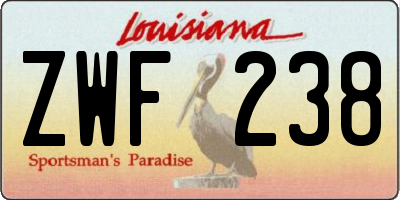 LA license plate ZWF238