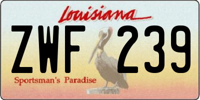 LA license plate ZWF239