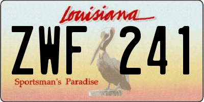 LA license plate ZWF241