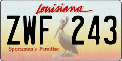 LA license plate ZWF243