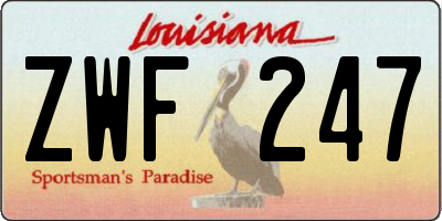 LA license plate ZWF247