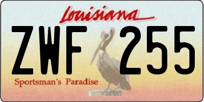 LA license plate ZWF255