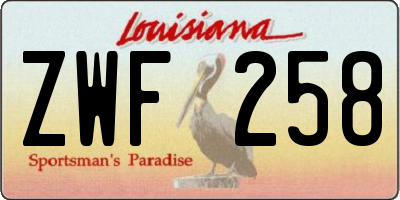 LA license plate ZWF258