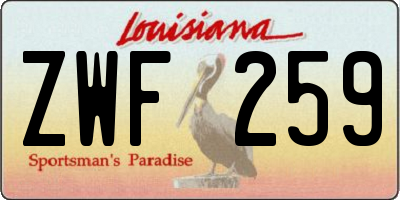 LA license plate ZWF259