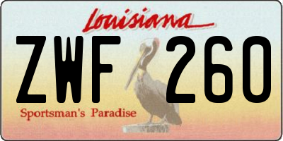 LA license plate ZWF260