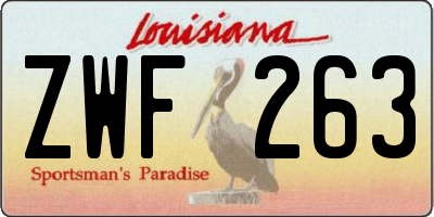 LA license plate ZWF263