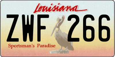 LA license plate ZWF266