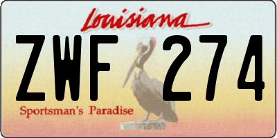 LA license plate ZWF274