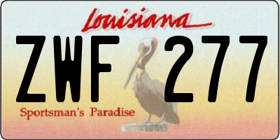 LA license plate ZWF277