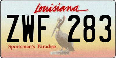 LA license plate ZWF283