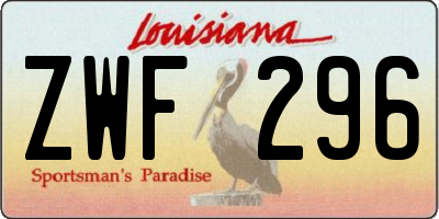 LA license plate ZWF296