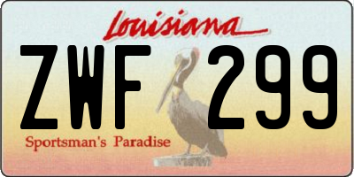 LA license plate ZWF299