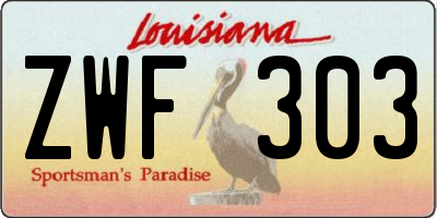 LA license plate ZWF303