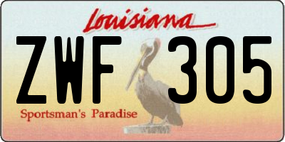 LA license plate ZWF305