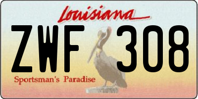 LA license plate ZWF308