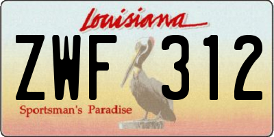 LA license plate ZWF312