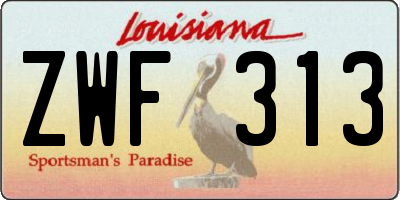 LA license plate ZWF313