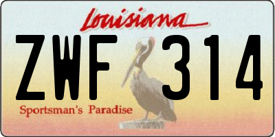LA license plate ZWF314