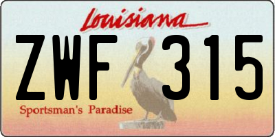 LA license plate ZWF315
